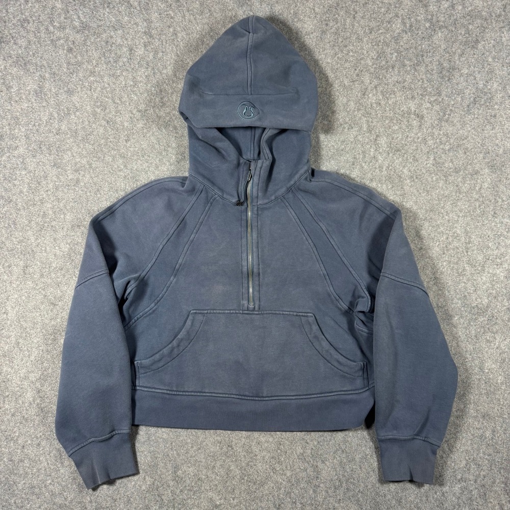 Lululemon Scuba Oversized Half-Zip Hoodie Womens M/L Blue Cropped Pullover